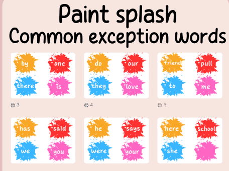 Colour splash common exception words- continuous provision