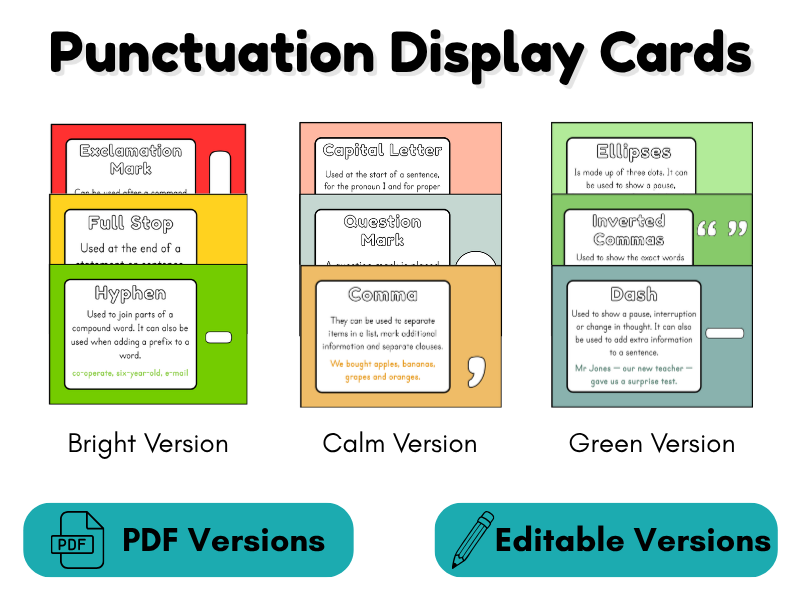 Punctuation Display Cards