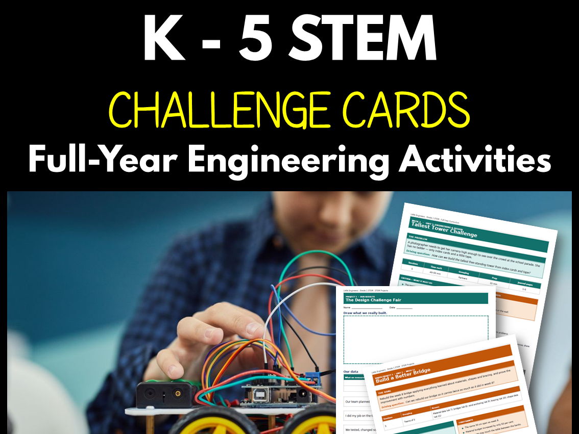 K - 5 STEM Challenge Cards Bundle | Full-Year Engineering Activities