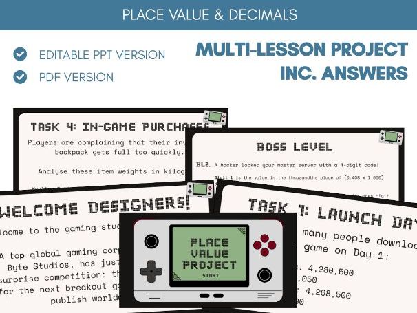 Place Value & Decimals | Multi-Lesson Project | Game Developer Scenario