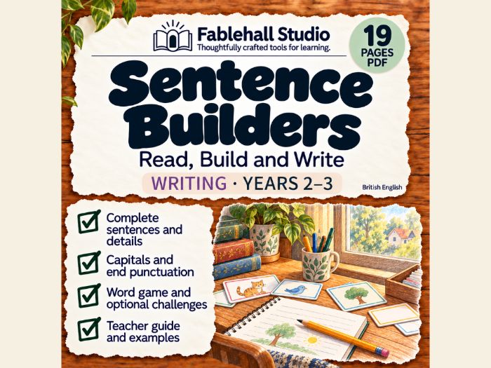 Sentence Builders | Years 2–3 Writing