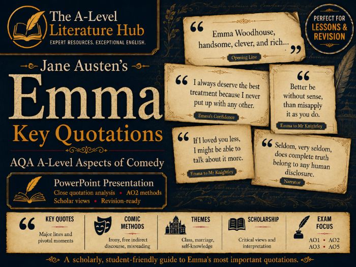 Emma Key Quotations – AQA A-Level Literature B Aspects of Comedy | 30+ Slide PowerPoint
