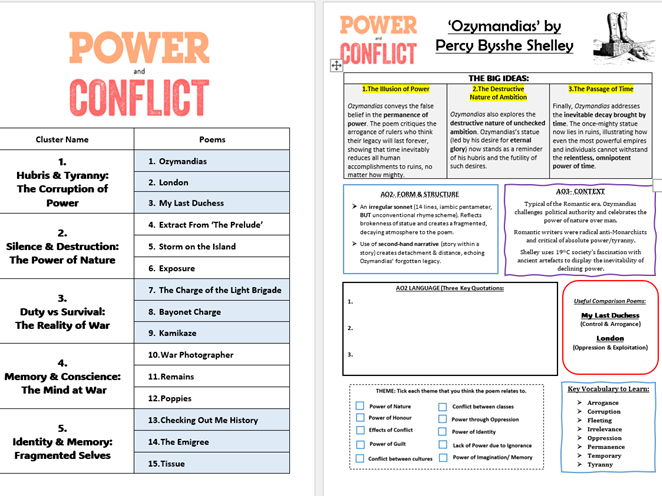 Power & Conflict- Revision Booklet (Grades 7-9)