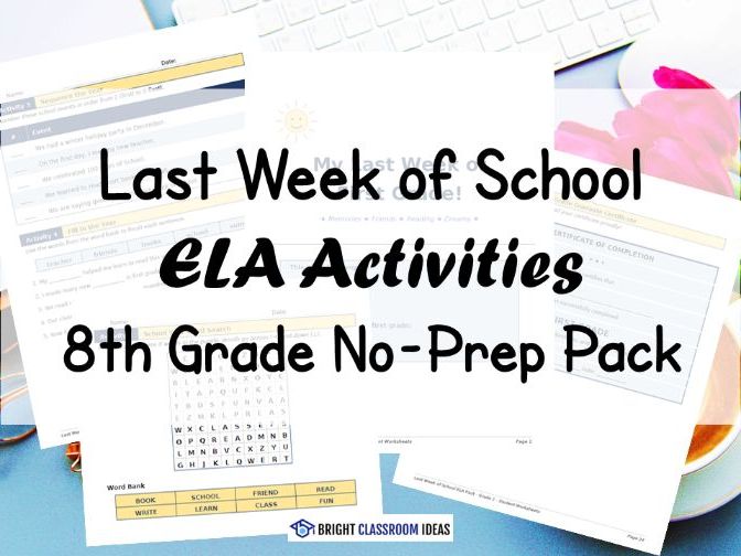 Last Week of School ELA Activities | 8th Grade No-Prep Pack
