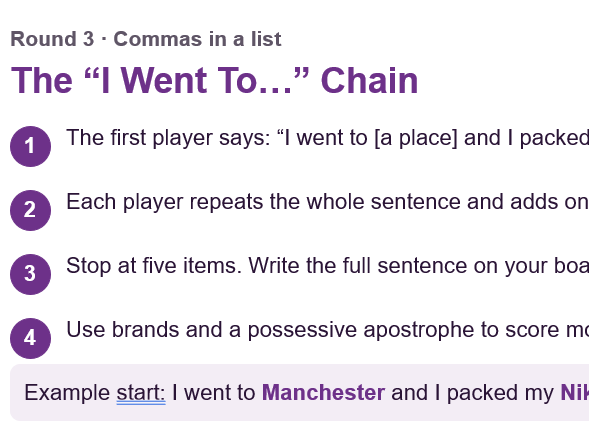 Functional Skills English: Capital Letters, Possessive Apostrophes and Commas in a List (game based)