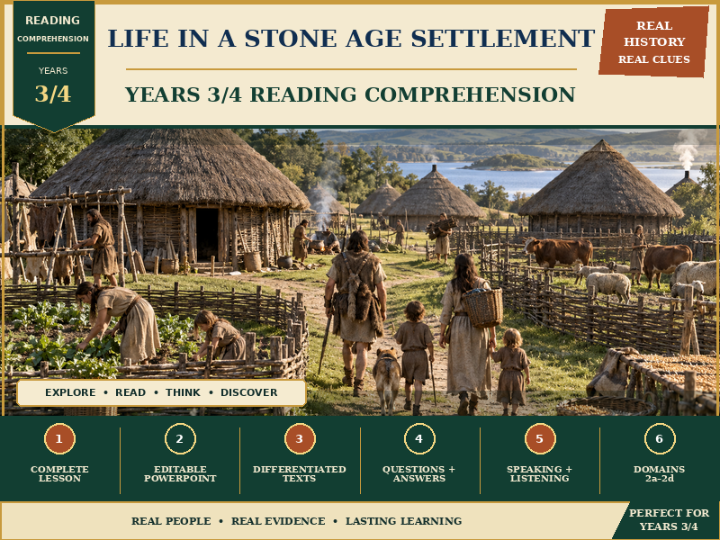 Year 3/4 Reading Comprehension - Life in a Stone Age Settlement