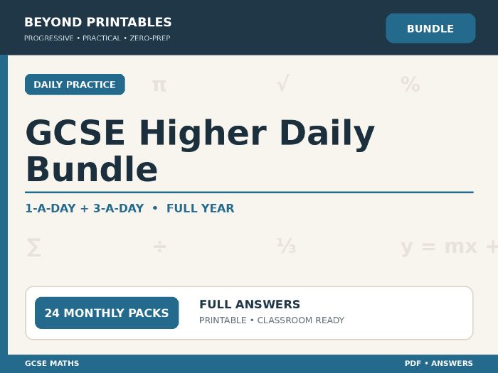 GCSE Higher Daily Maths Bundle | 1-a-Day + 3-a-Day | Full Year