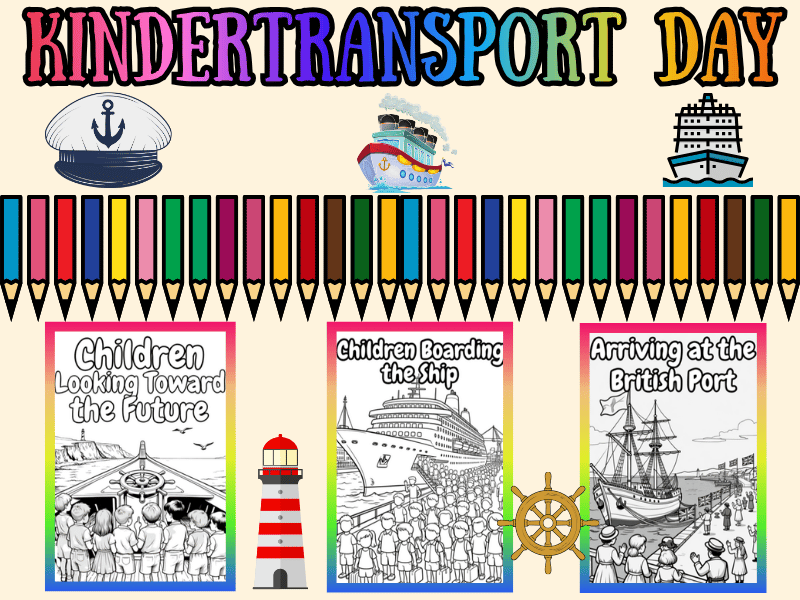 Kindertransport Coloring Pages | WWII Ships | Holocaust History NO PREP Pack