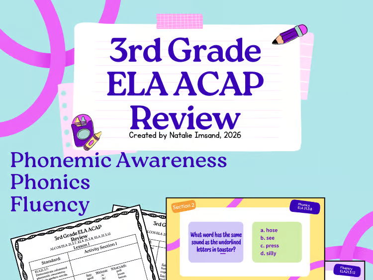 3rd Grade ELA ACAP Review Phonemic Awareness, Fluency