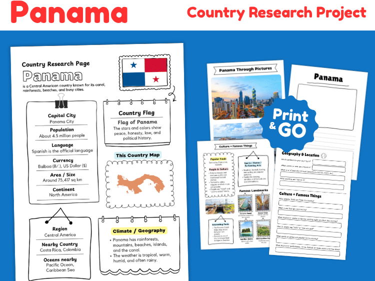 Panama Country Research Project | Geography & Culture Worksheets