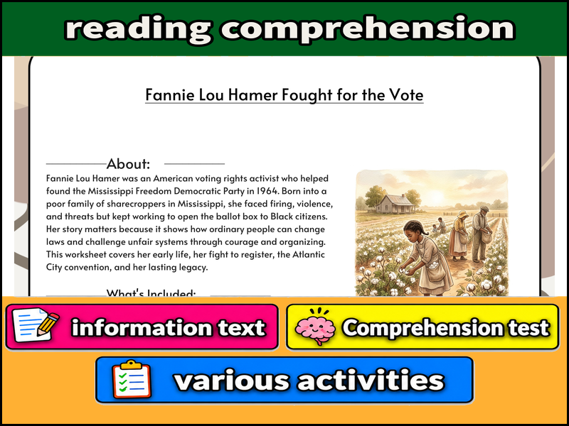 Fannie Lou Hamer Fought for the Vote & Comprehension Test