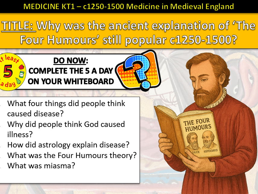 History GCSE Medicine Edexcel KT1 L3 Ancient Ideas Medieval c1250–1500 (Fully Resourced).