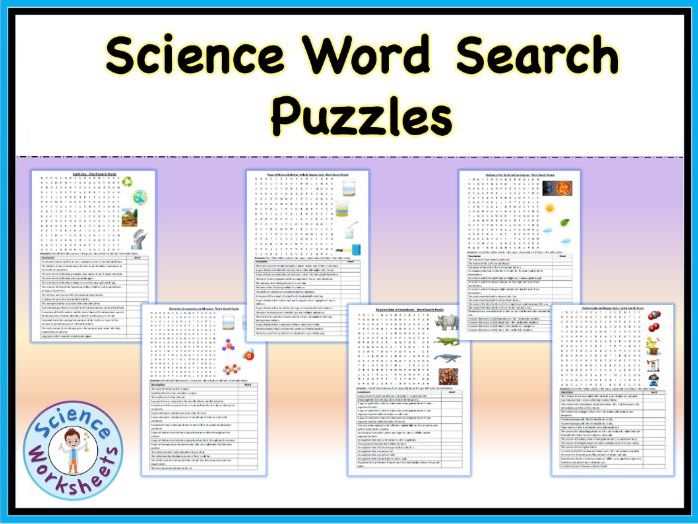 Science Word Search Puzzles - All in One Bundle (Printable Worksheets)