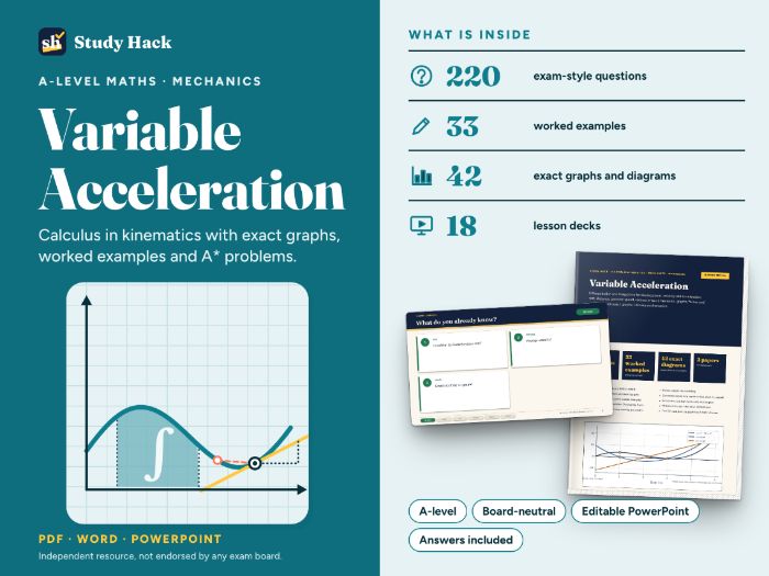 A-level Maths Variable Acceleration Complete Pack: Calculus in Kinematics