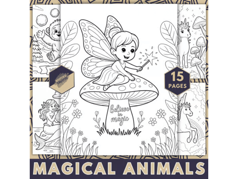 Magical Animals Coloring Pages for Kids | 15 Fantasy Creatures – Unicorns & More