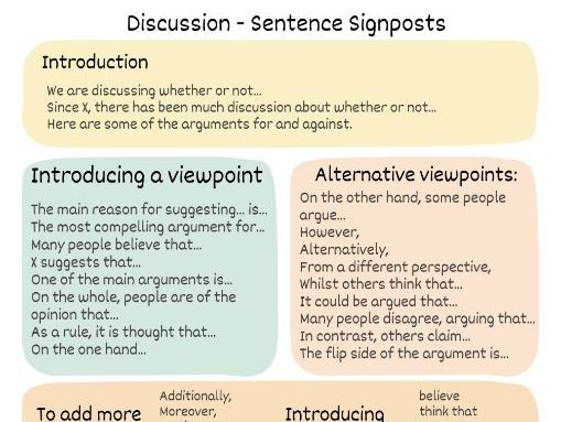 Discussion Text - Sentence Signposts