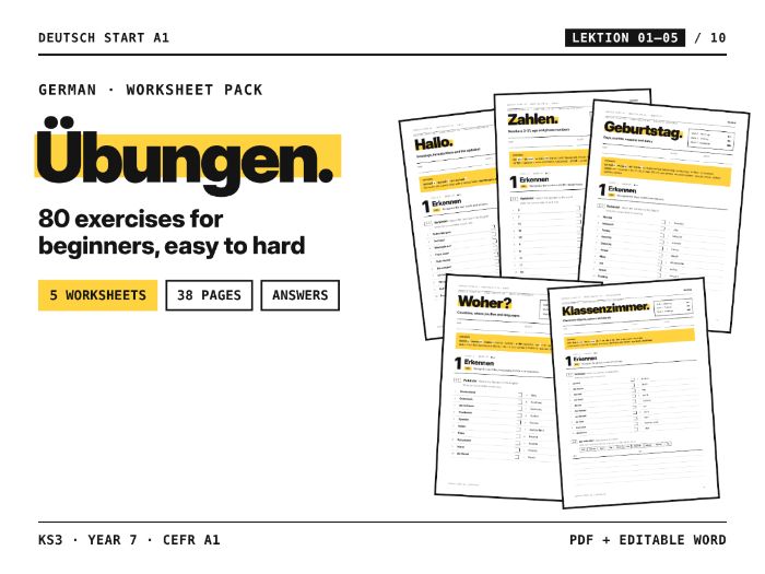 WORKSHEET Pack of 5 A1 | KS3 (PDF + Word)