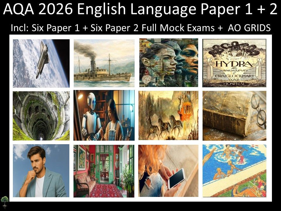 Twelve AQA 2026 GCSE English Language Paper 1 + 2 Mocks | AO GRIDS
