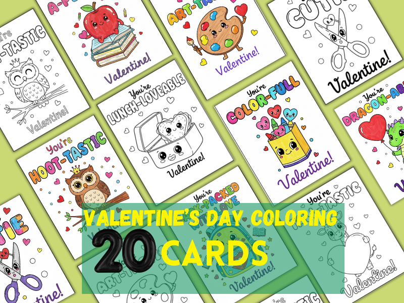 Valentine’s Day Coloring Cards for Primary Students – Fun & Engaging Printable Valentines