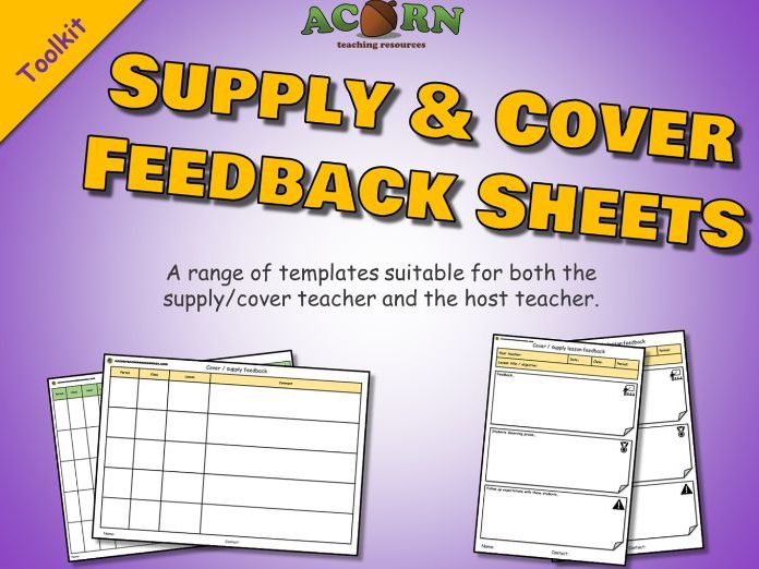 Supply & cover teacher - feedback sheets