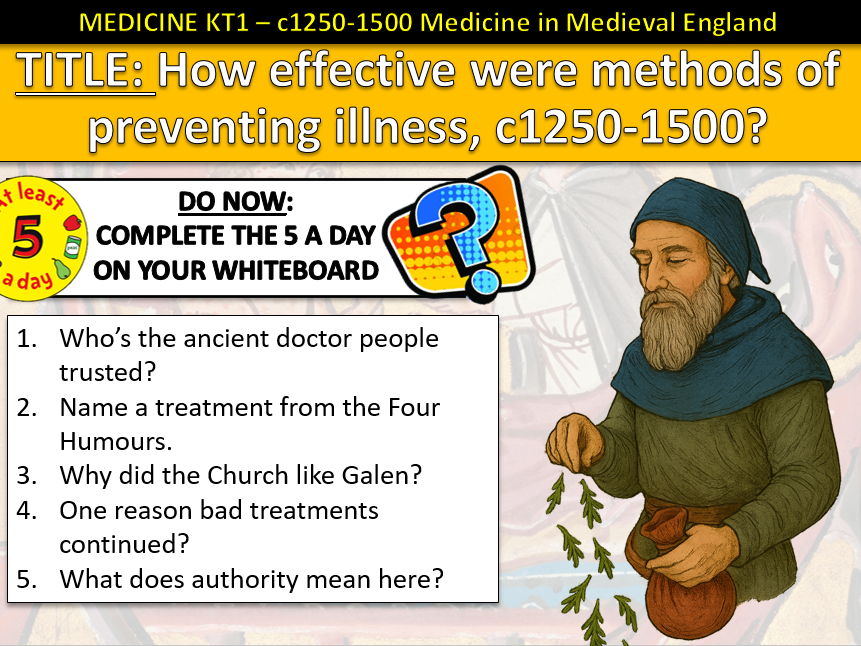 History GCSE Medicine Edexcel KT1 L6 Prevention Medieval c1250–1500 (Fully Resourced).