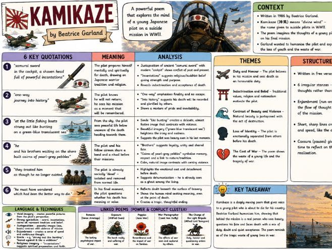 GCSE Power and Conflict Poetry Knowledge Organiser – Kamikaze