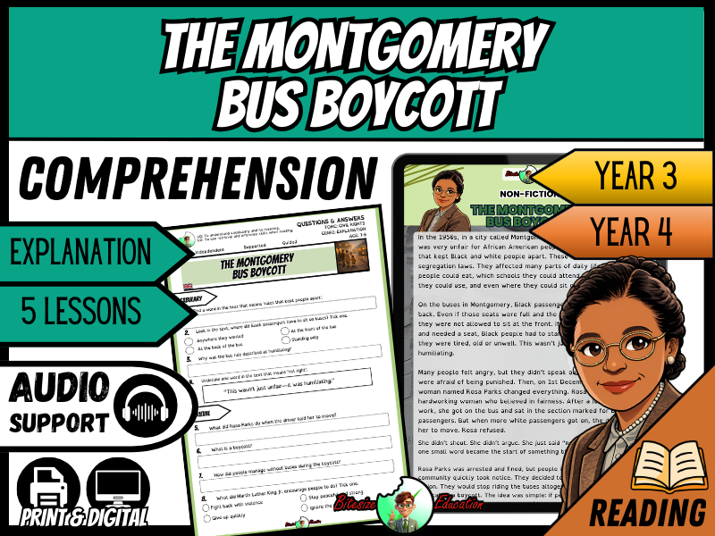 The Montgomery Bus Boycott | Reading Comprehension | Year 3/4