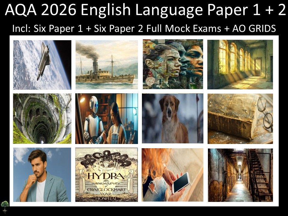 Twelve AQA 2026 GCSE English Language Paper 1 + 2 Mocks | AO GRIDS
