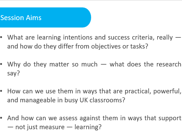 Learning Intentions and Success Criteria CPD
