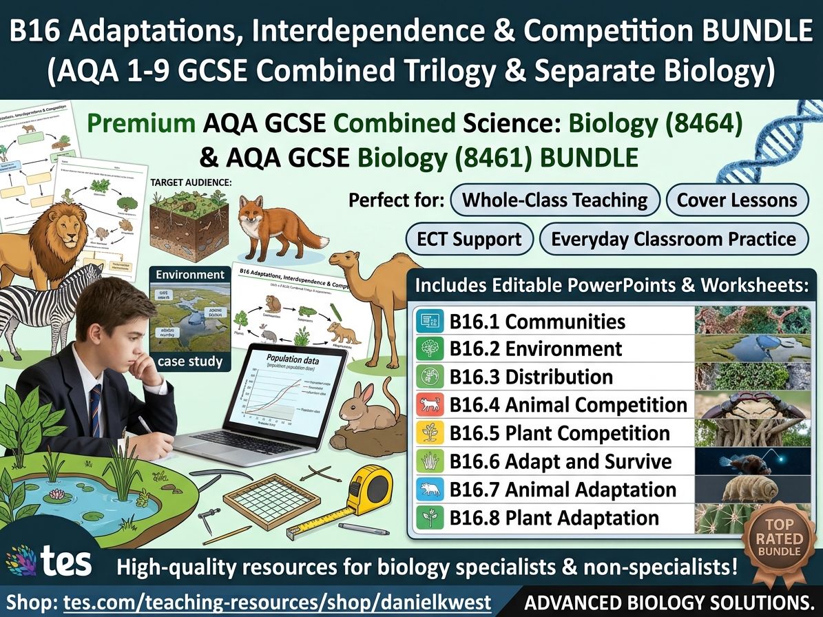 B16 Adaptations Interdependence and Competition BUNDLE (AQA 1-9 GCSE Combined Trilogy & Separate Biology)