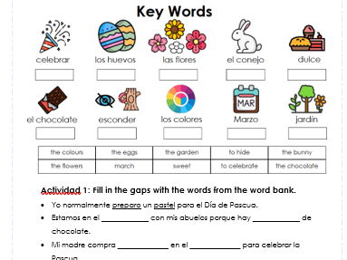 Easter Pascua Spanish Worksheet (Semana Santa/Holy Week)