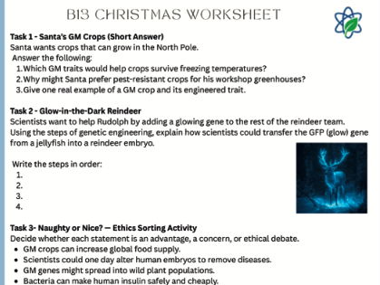 B13/Variation & Evolution/Christmas Worksheet Lesson WIth Answers/AQA/GCSE/Combined Science