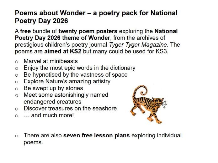 Poems about Wonder - poetry pack for National Poetry Day 2026