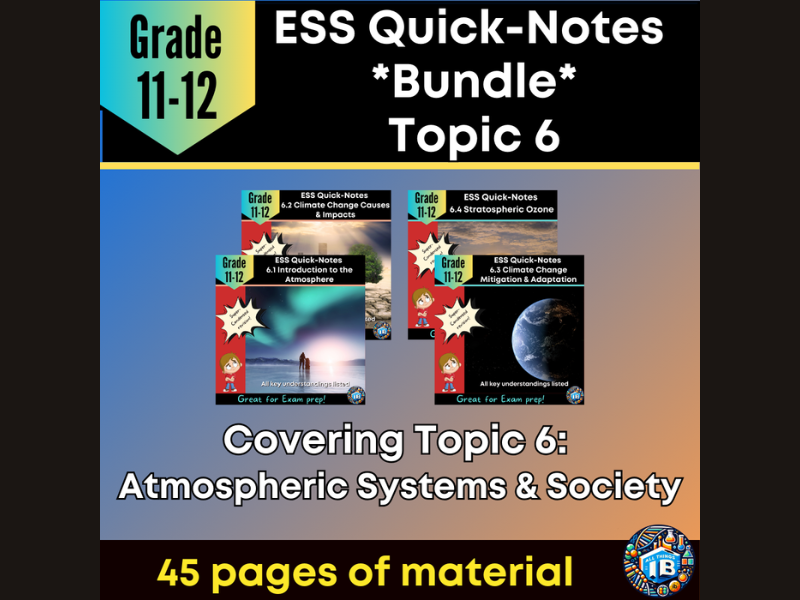 IB DP ESS Quick Notes Bundle: Topic 6 Atmosphere Condensed Revision 2026