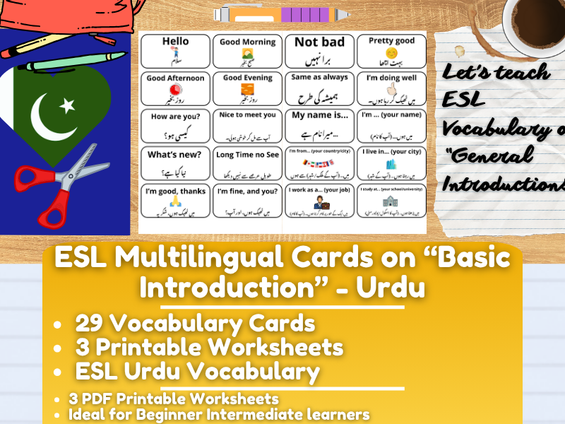 ESL Multilingual Vocabulary Flashcards - General Introduction - Urdu