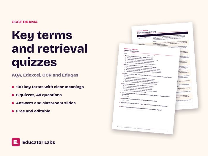 GCSE Drama Keywords & Retrieval Quizzes