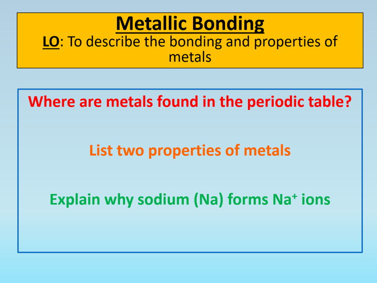 GCSE AQA Chemistry C3 Metallic Bonding PowerPoint Lesson