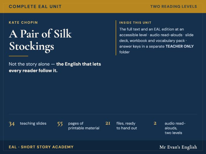 A Pair of Silk Stockings | KS3 KS4 English | Complete Unit + EAL + Audio
