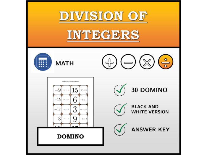 Domino | Division of Integers | Math Activity