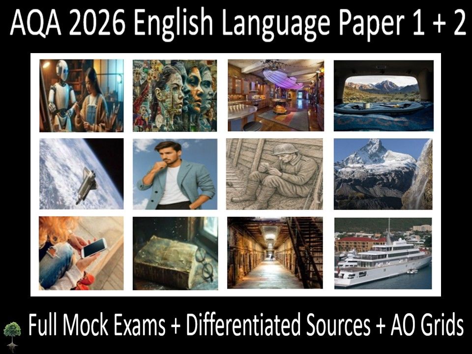 Twelve AQA 2026 GCSE English Language Paper 1 & 2 Mocks | AO GRIDS
