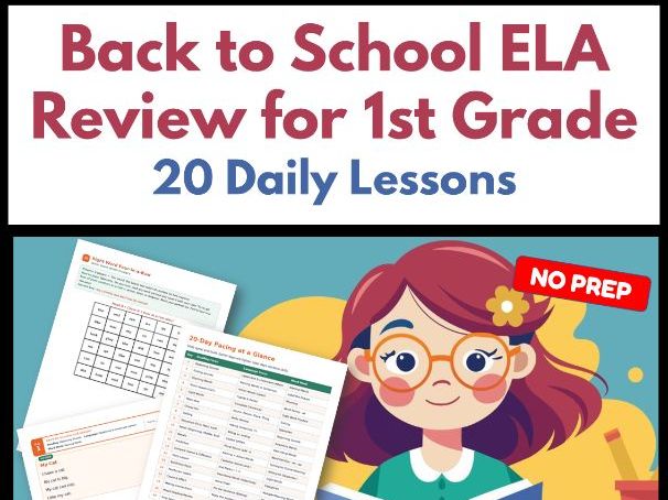Back to School ELA Review for 1st Grade | 20 Daily Lessons
