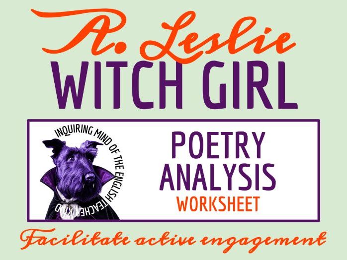 "The Witch Girl" by A. Leslie Poetry Analysis Worksheet | Halloween Poem Activity