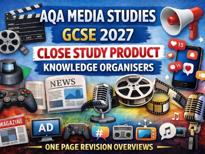 AQA Media Studies GCSE 2027 Close Study Product Knowledge Organisers: One Page Revision Overviews