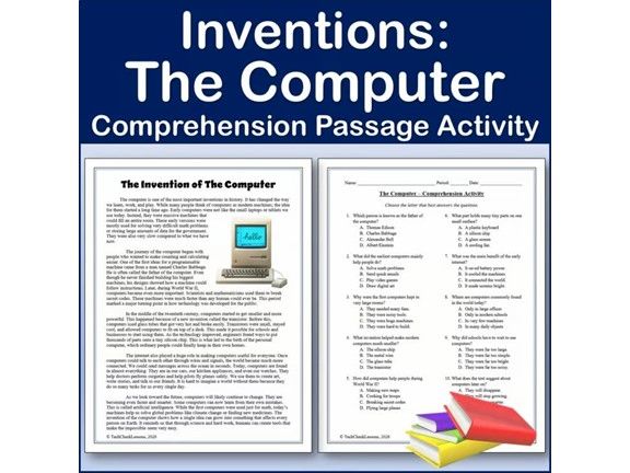 Inventions: The Computer - Reading Comp Passage & Activity | Editable