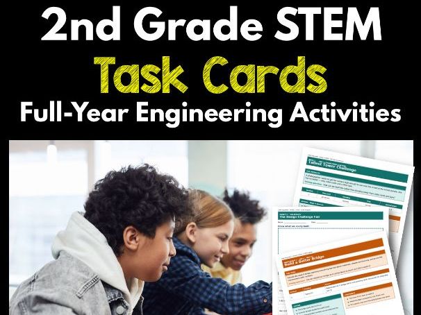 2nd Grade STEM Task Cards | Full-Year Engineering Activities