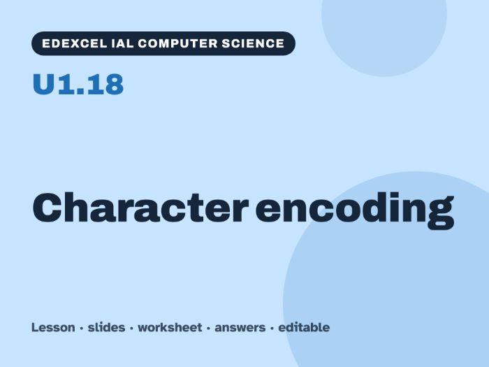 Edexcel IAL Computer Science – U1.18 Character encoding – Lesson & Worksheet
