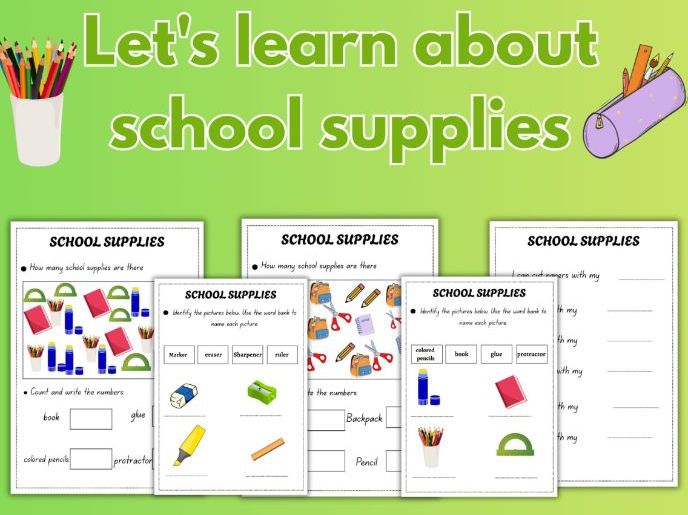 School Supplies Activites | Back to school worksheet