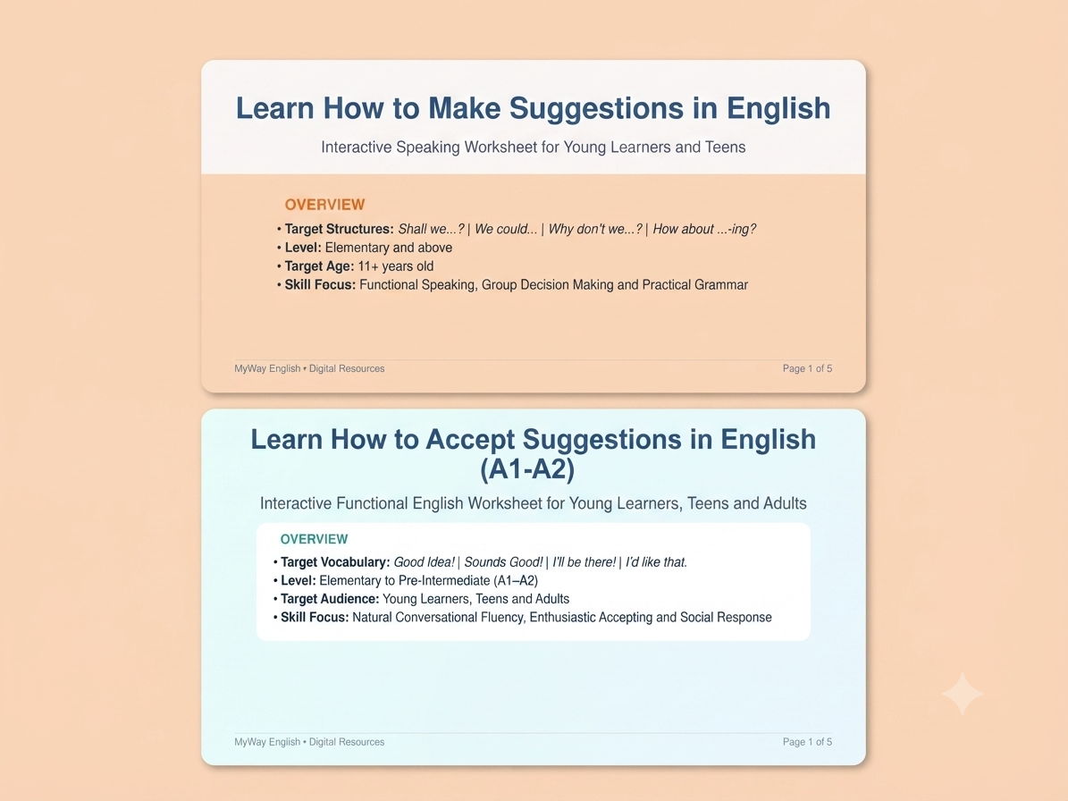 Making & Accepting Suggestions Bundle | A1–A2 Functional English Worksheets
