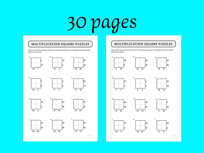 360 Multiplication Square Puzzles