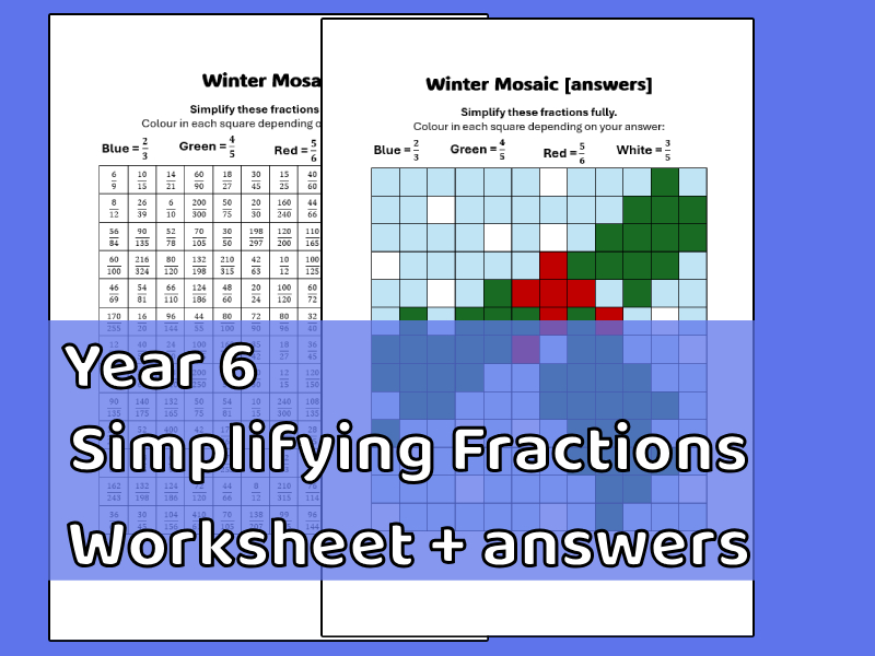 Year 6 Simplifying Fractions Winter Mosaic